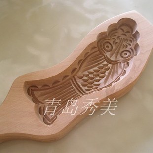 山东木质手工馒头模花模面磕模具过年用饽饽花样南瓜糕凹面小鲤鱼