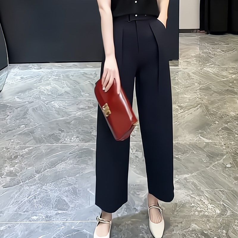 小个子职业直筒薄款西装裤夏秋2024高级感垂感休闲九分正装阔腿裤