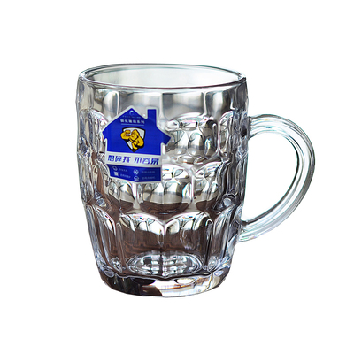 钢化玻璃杯茶杯带把家用防摔带手柄杯子耐高温待客水杯啤酒杯扎啤