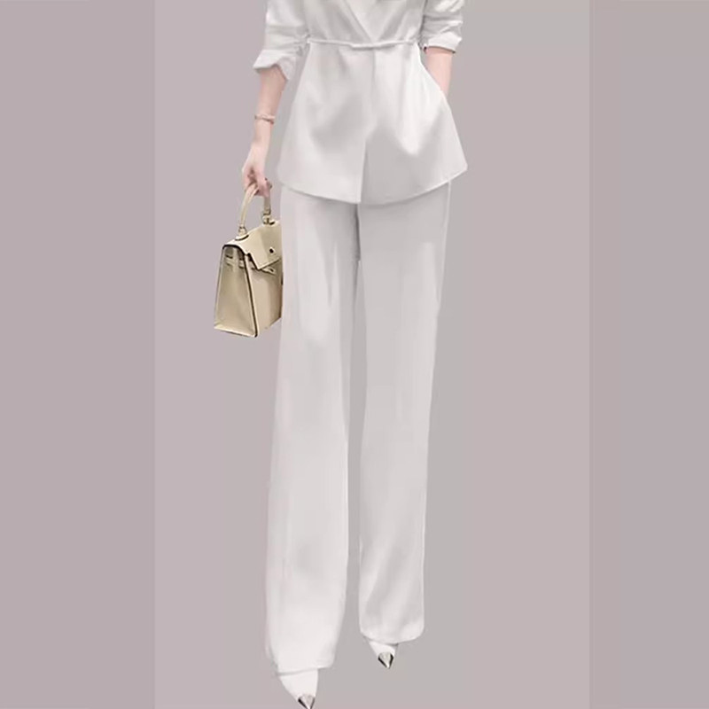 女神范白色西装阔腿裤套装2023秋季女装高端气质工作服职业两件套,女装/女士精品,大码套装,淘宝优惠券,粉丝福利购,淘宝优惠卷