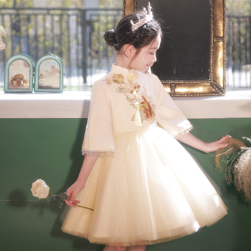 儿童礼服生日公主裙国风高端女童主持人花童婚礼小女孩钢琴演出服