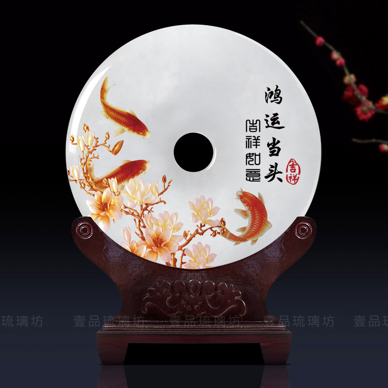 玉石平安扣摆件客厅办公室书房电视酒柜玄关装饰退休商务乔迁礼品,家居饰品,装饰摆件,淘宝优惠券,粉丝福利购,淘宝优惠卷