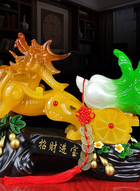 招财进宝翠玉色貔貅摆件 新中式风格客厅酒柜装饰品 半手工开业礼