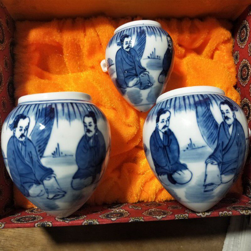 陶瓷画眉鸟食罐 鸡心鸟笼瓷杯 仿古做旧喂食器水杯 圆笼方笼鸟杯