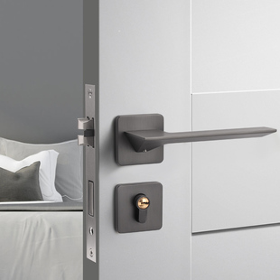 北欧静音分体锁室内卧室磁吸房间实木门锁家用通用型门把手锌合金