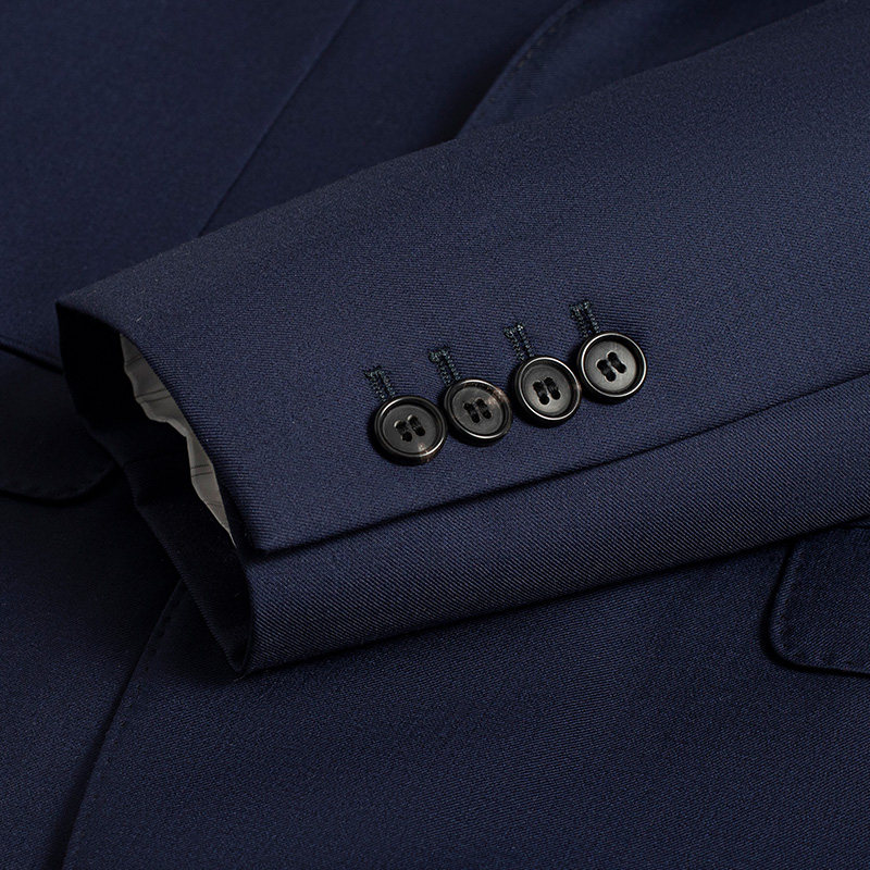 本派深蓝色西装男套装结婚新款男士职业装工作服羊毛西服男西装裤