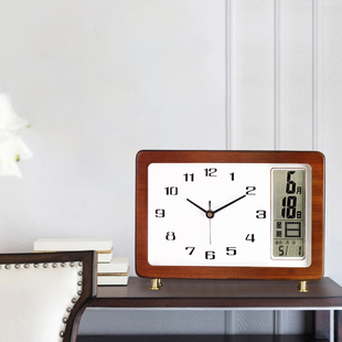 2023年新款钟表摆件座钟时钟台式摆钟桌面静音家用简约时尚实木表