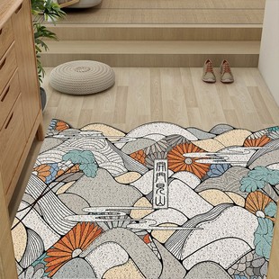 新中式开门见山地垫入户门垫日式进门地毯家用门口丝圈可裁剪脚垫