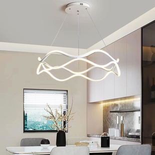 极简大气客厅吊灯波浪线条大厅主灯广东中山灯具卧室灯餐厅灯套餐