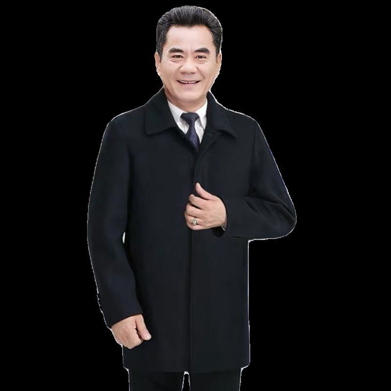 中长款棉服中老年人外套男翻领秋冬加绒加厚老人棉衣男爸爸爷爷装