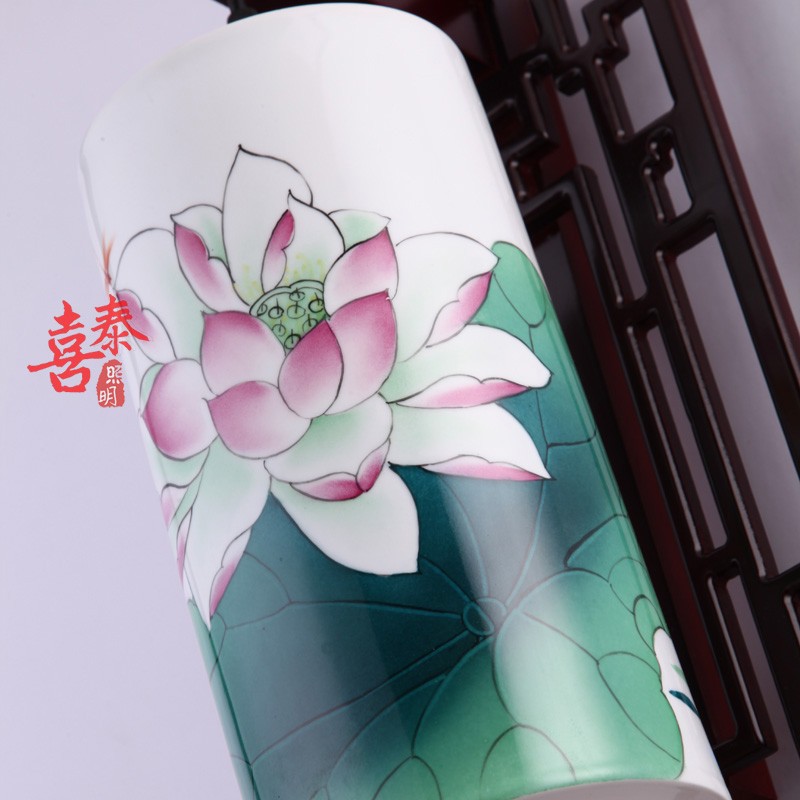 中式壁灯彷古中国风卧室过道床头壁灯景德镇陶瓷实木led楼梯壁灯