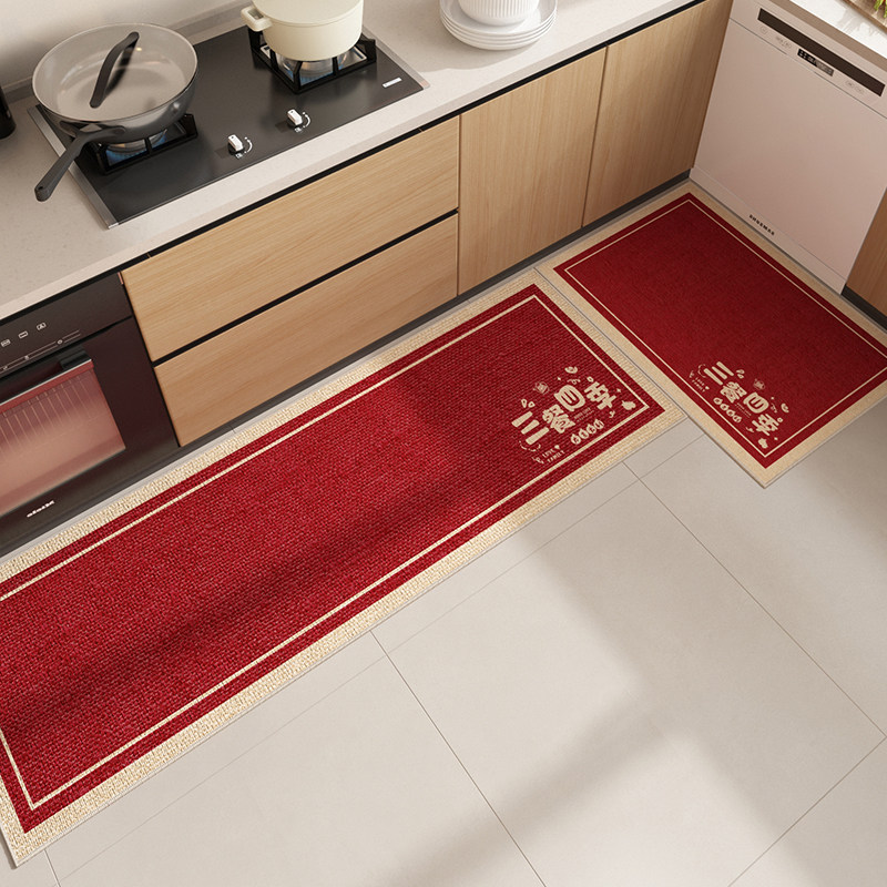 厨房地垫防水防油免洗可擦耐脏门口踩脚垫红色喜庆硅藻泥长条垫子,居家布艺,厨房地垫,淘宝优惠券,粉丝福利购,淘宝优惠卷