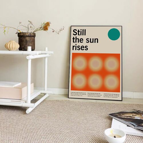 sun rises 日出光晕彩色复古法式 抽象简约北欧家居海报 装饰画
