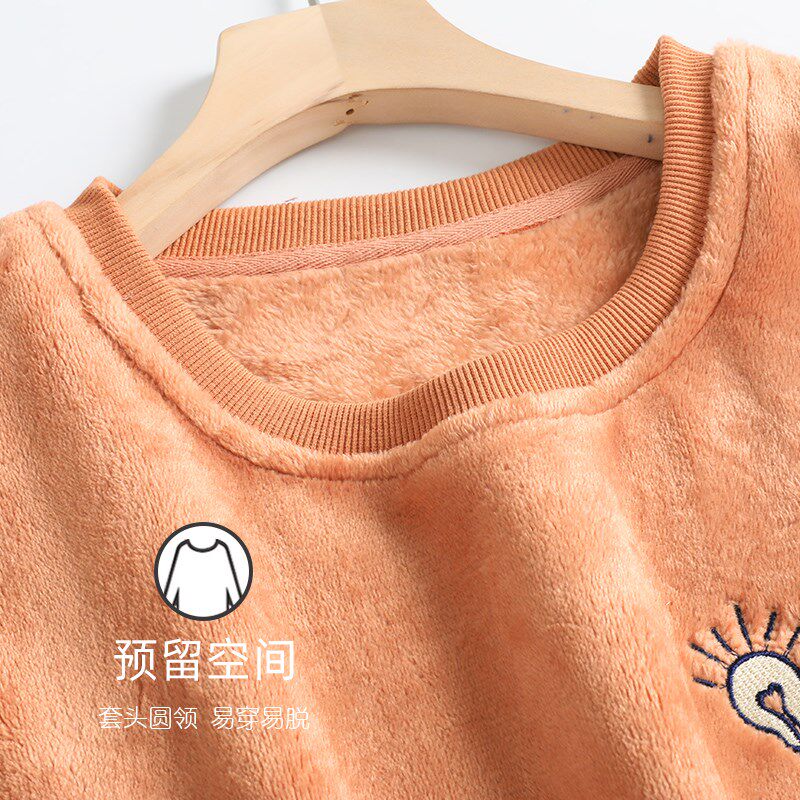 睡衣女款冬季珊瑚绒加厚加绒2024年新款秋冬法兰绒冬款套头家居服