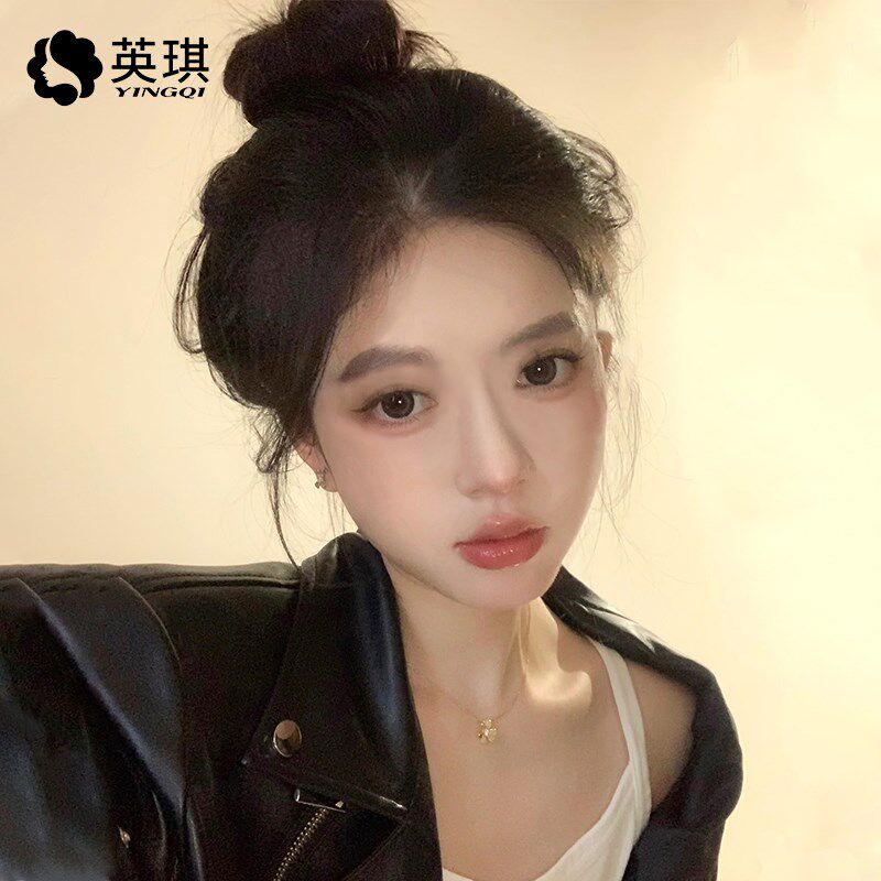 英琪假发女半丸子头发包汉服古风花苞头卷发圈蓬松真发盘发器发髻