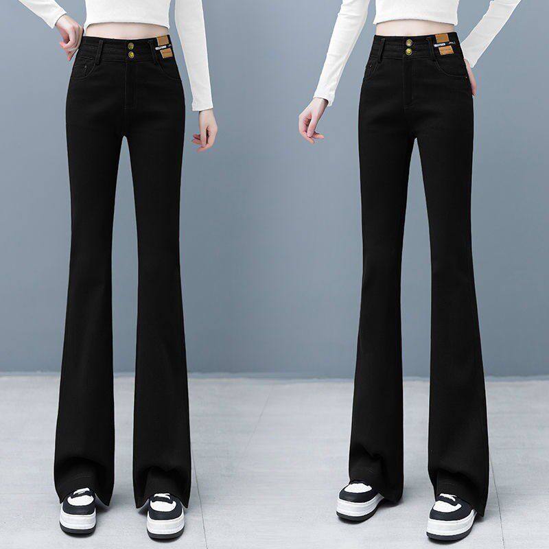 2015春秋新款微喇裤小个子九分牛仔裤女高腰修身弹力显瘦休闲长裤