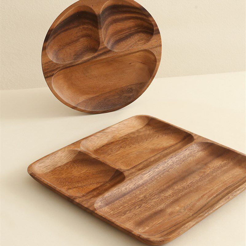 实木儿童分隔餐盘三格无毒宝宝木制分格家用果盘托盘早餐餐具木盘,餐饮具,餐用托盘,淘宝优惠券,粉丝福利购,淘宝优惠卷