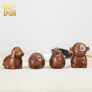 紫铜十二生肖鼠牛虎兔龙蛇马羊猴鸡狗猪可爱摆件客厅装饰品礼品