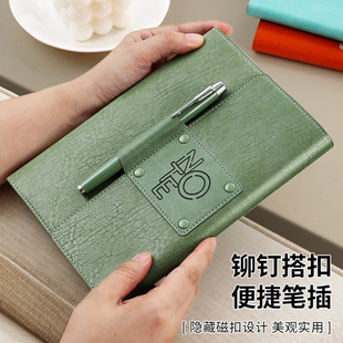 简约软皮高档笔记本本子2024年新款高颜值精致高级商务办公工作会