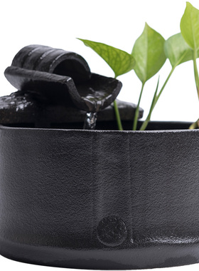 陶迷小型流水器喷泉装饰品客厅办公室竹节创意造型装饰品摆件陶瓷