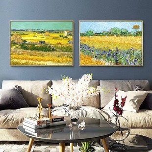 梵高丰收油画客厅沙发装饰画莫奈世界名画饭厅挂画卧室背景墙壁画