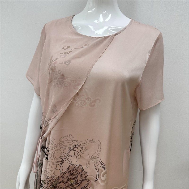 中国风妈妈夏装高贵气质连衣裙中年夏季系带收腰显瘦复古雪纺裙子,女装/女士精品,中老年女装,淘宝优惠券,粉丝福利购,淘宝优惠卷