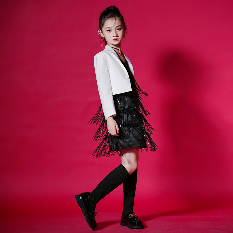 女童礼服轻奢小众高端气质走秀表演服女孩主持人钢琴演讲晚礼服春