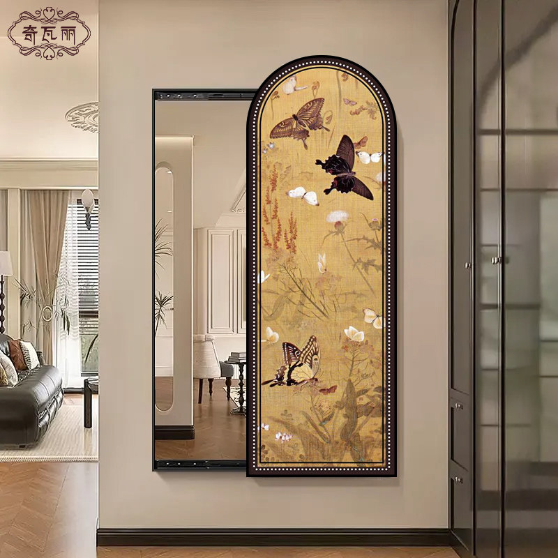 中古风隐藏式全身镜装饰画复古玄关挂画可推拉关闭遮挡暗藏穿衣镜,家居饰品,现代装饰画,淘宝优惠券,粉丝福利购,淘宝优惠卷