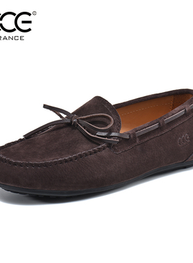 CCE真皮反绒豆豆鞋男休闲一脚蹬懒人乐福鞋驾车男鞋5131