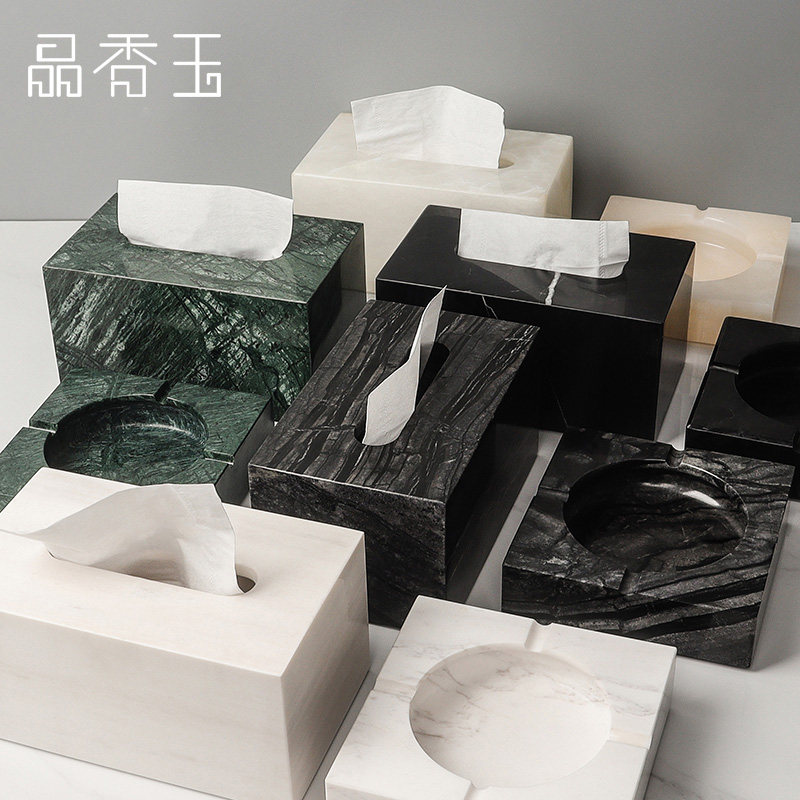 大理石烟灰缸纸巾盒轻奢家用客厅办公室定制欧式样板间摆件售楼处,家居饰品,装饰烟灰缸,淘宝优惠券,粉丝福利购,淘宝优惠卷