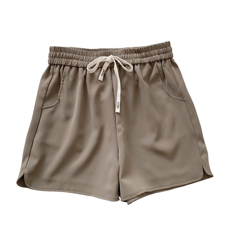 抽绳高腰开叉宽松短裤女2025夏季设计感外穿百搭阔腿a字休闲裤子,女装/女士精品,休闲裤,淘宝优惠券,粉丝福利购,淘宝优惠卷