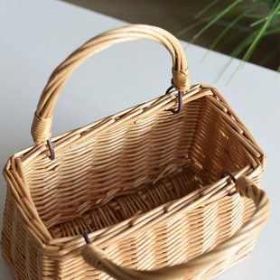 花篮编织花盆家居拍摄活把篮花艺野餐手提包小花篮