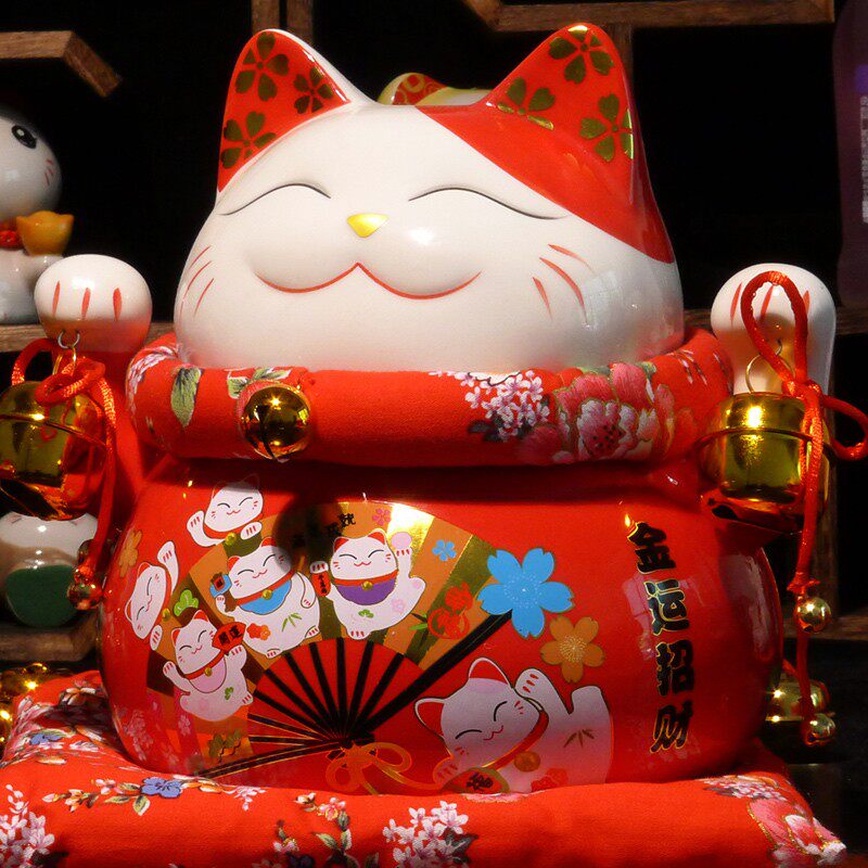 中号大号招财猫摆件 收银台商铺开业礼物居家摆设 陶瓷存钱储蓄罐