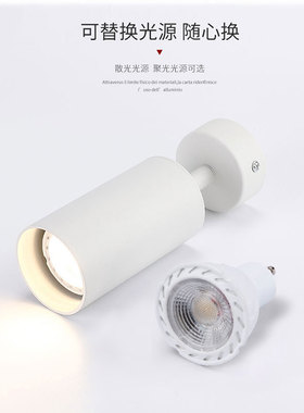 黑色led明装射灯7W可换灯泡光源背景墙客厅壁画免开孔吸顶天花灯