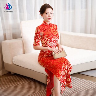 旗袍年轻款2023年新款少女夏季改良连衣裙中式高级感长款走秀演出