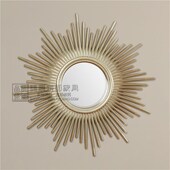 圆形玄关镜子餐厅走廊挂镜样板房背景墙镜 饰镜美式 欧式 创意太阳装