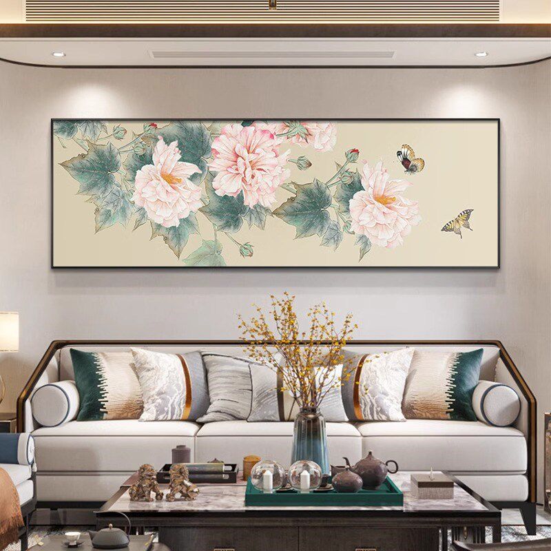 牡丹花开富贵图客厅挂画新中式装饰画大尺寸卧室壁画沙发背景墙挂