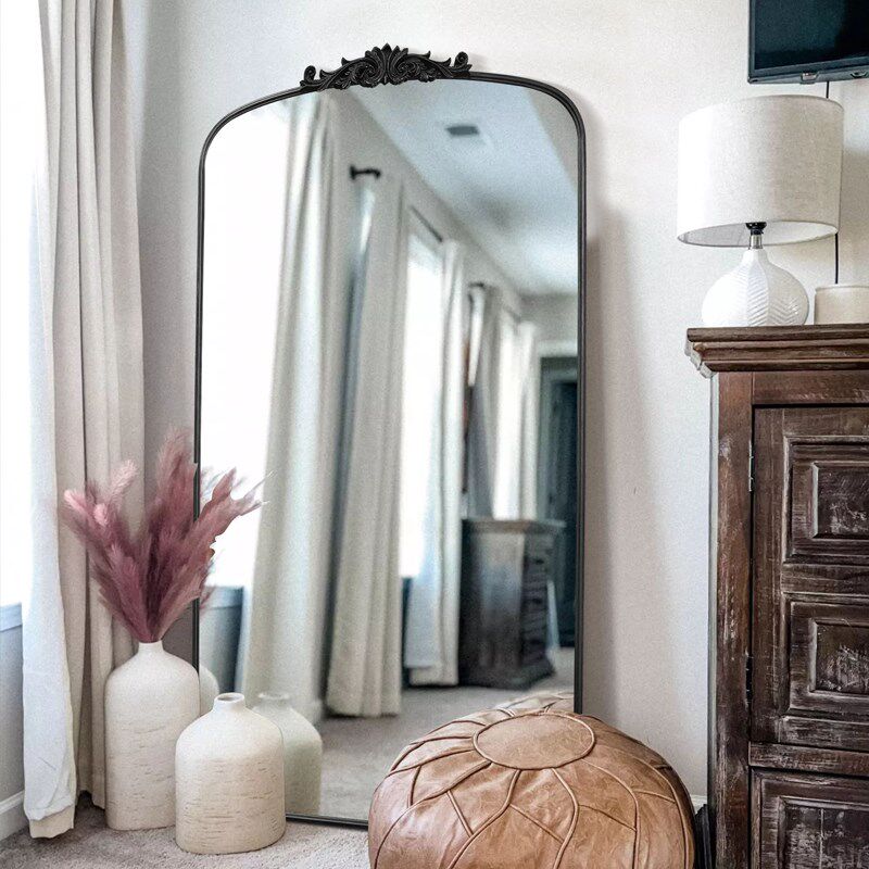 法式大镜子做旧服装店全身镜复古靠墙壁炉装饰镜落地镜欧式试衣镜