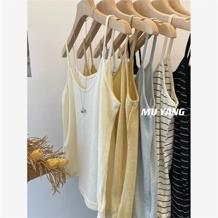 好舒呼~软绵绵的竹节棉吊带温柔调百搭内搭打底背心春秋季女上衣