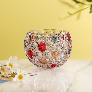 弗莱文茨水晶玻璃客厅水养欧式球型桌面花瓶插花摆件办公桌花瓶