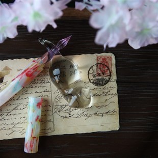 【七十二号笔家】 创意玻璃笔架玻璃笔搁水晶镇纸压纸架 小猫笔搁