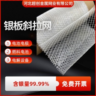 6mm网孔 菱形银板网燃料电池用银箔斜拉网电解阴极用银板冲孔网3