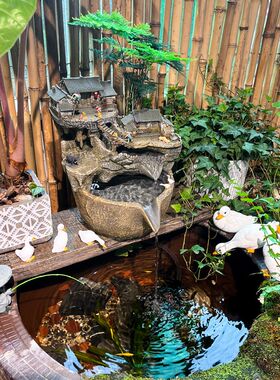 微景观流水古法鱼缸水循环造景过滤器养鱼生态缸庭院水景摆件景观