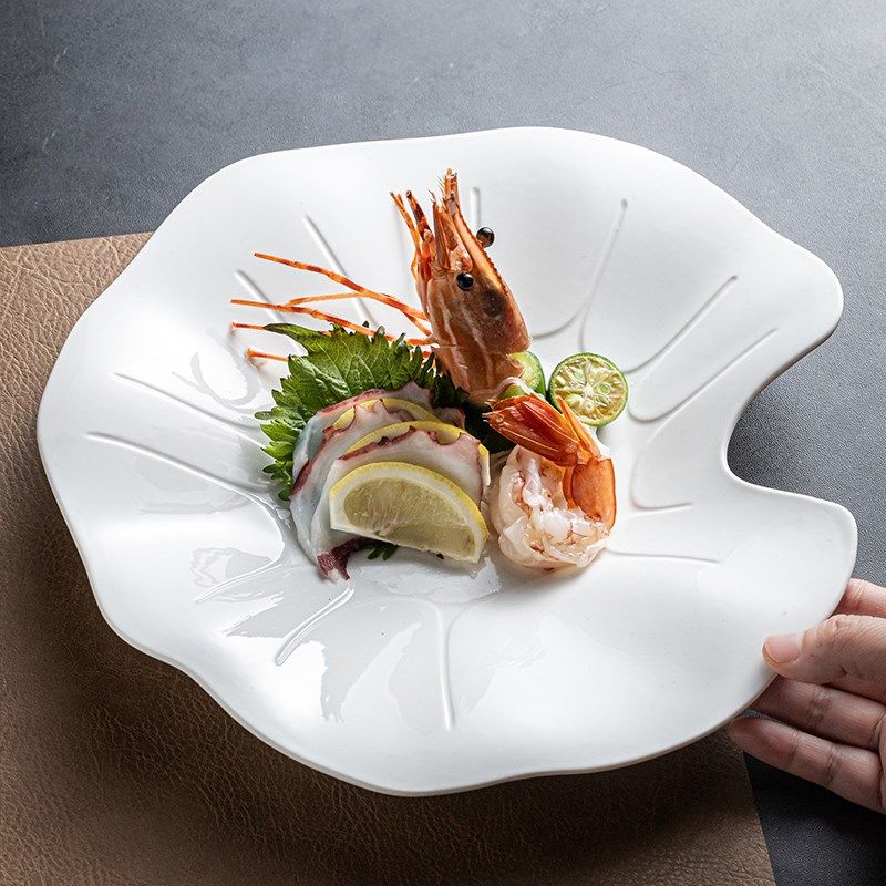 高级感特色菜餐具荷叶盘陶瓷盘酒店西餐精致摆盘家用菜盘不规则盘,餐饮具,盘,淘宝优惠券,粉丝福利购,淘宝优惠卷