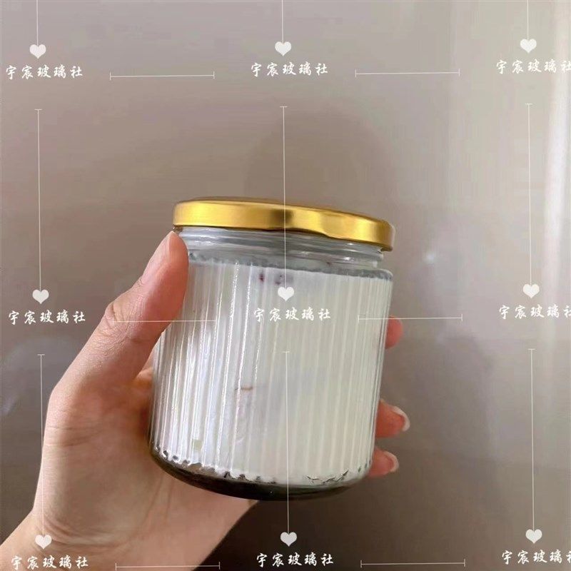 200ml竖纹鲜炖花胶玻璃空瓶大口雪梨燕窝鱼胶奶冻分装瓶子 耐高温