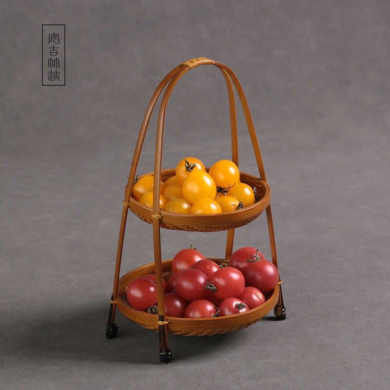 复古手工竹编篮大漆茶点盒中式双层手提篮茶点盘干果筐零食瓜子碟,餐饮具,果盆/果盘/果篮,淘宝优惠券,粉丝福利购,淘宝优惠卷