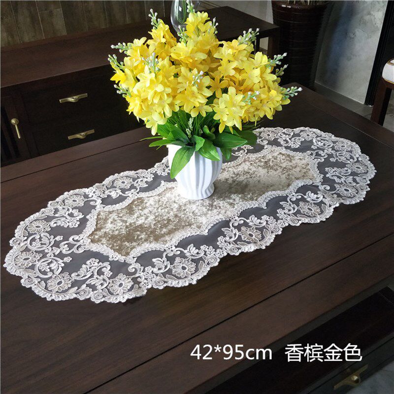 欧式绒布蕾丝桌布桌旗茶几餐桌梳妆台盖布电视柜防尘布餐垫床旗布