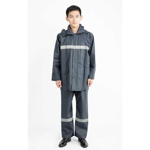 工厂直销PVC针织布加厚防水工作服执勤矿工分体安全反光 雨衣