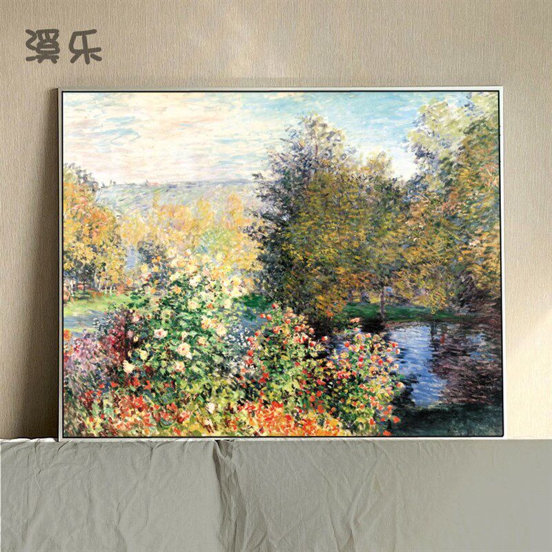莫奈世界名油画复古简美欧式印象派风景客厅餐厅玄关壁炉挂装饰