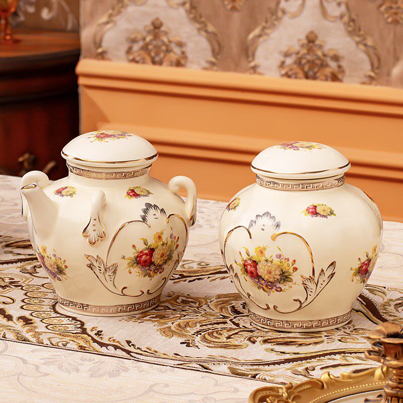 欧式陶瓷酒瓶撑结婚女方陪嫁糖罐酒坛乔迁新居密封糖果罐茶叶罐子,家居饰品,储物罐,淘宝优惠券,粉丝福利购,淘宝优惠卷